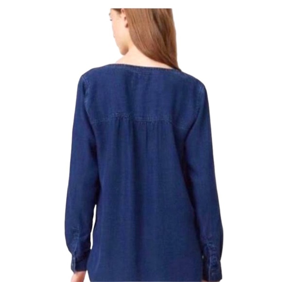 Loft The Softened Dark Blue Chambray top. Size S. - Picture 2 of 10